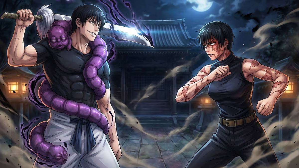 Maki and Toji shown in mirrored stances