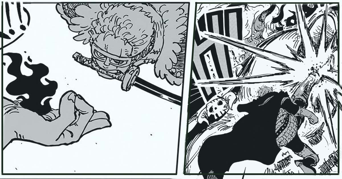 Zoro and Sanji facing black flame omen attack One Piece 1180